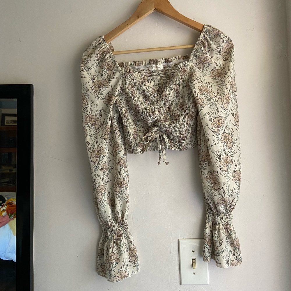Peasant milkmaid crop top blush sz Medium M 4 6